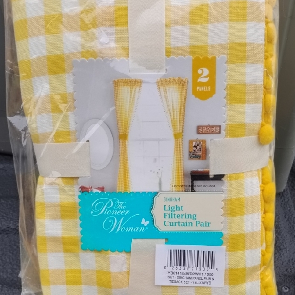 The Pioneer Woman Yellow Gingham Curtain Pair